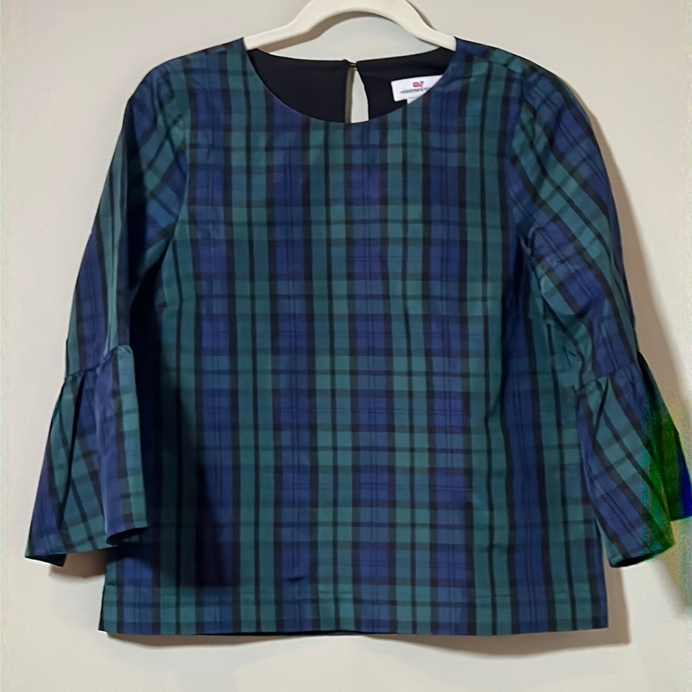Vineyard Vines Blackwatch Flutter Sleeve Top